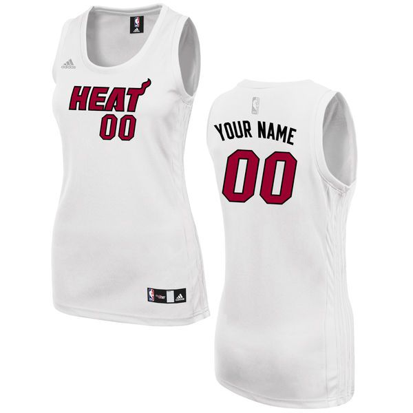 Women Miami Heat Adidas White Custom Fashion NBA Jersey->->Custom Jersey